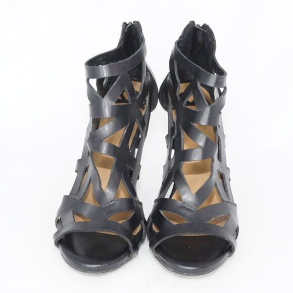 Fergalicious by Fergie Black Cage Peep-toe Pumps, Size 8 - Picture 2 of 7